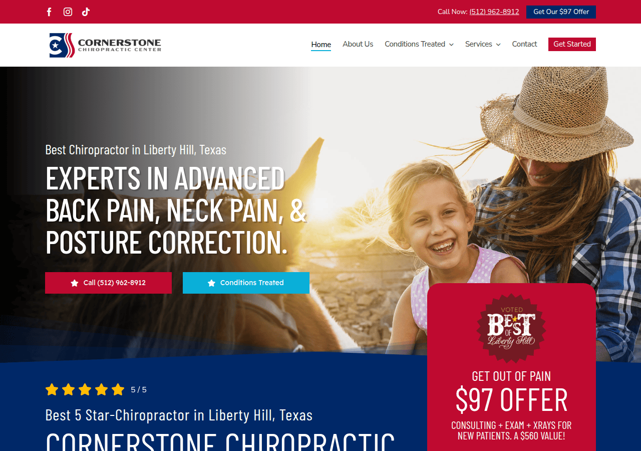 Screenshot of cornerstonechirocare.com
