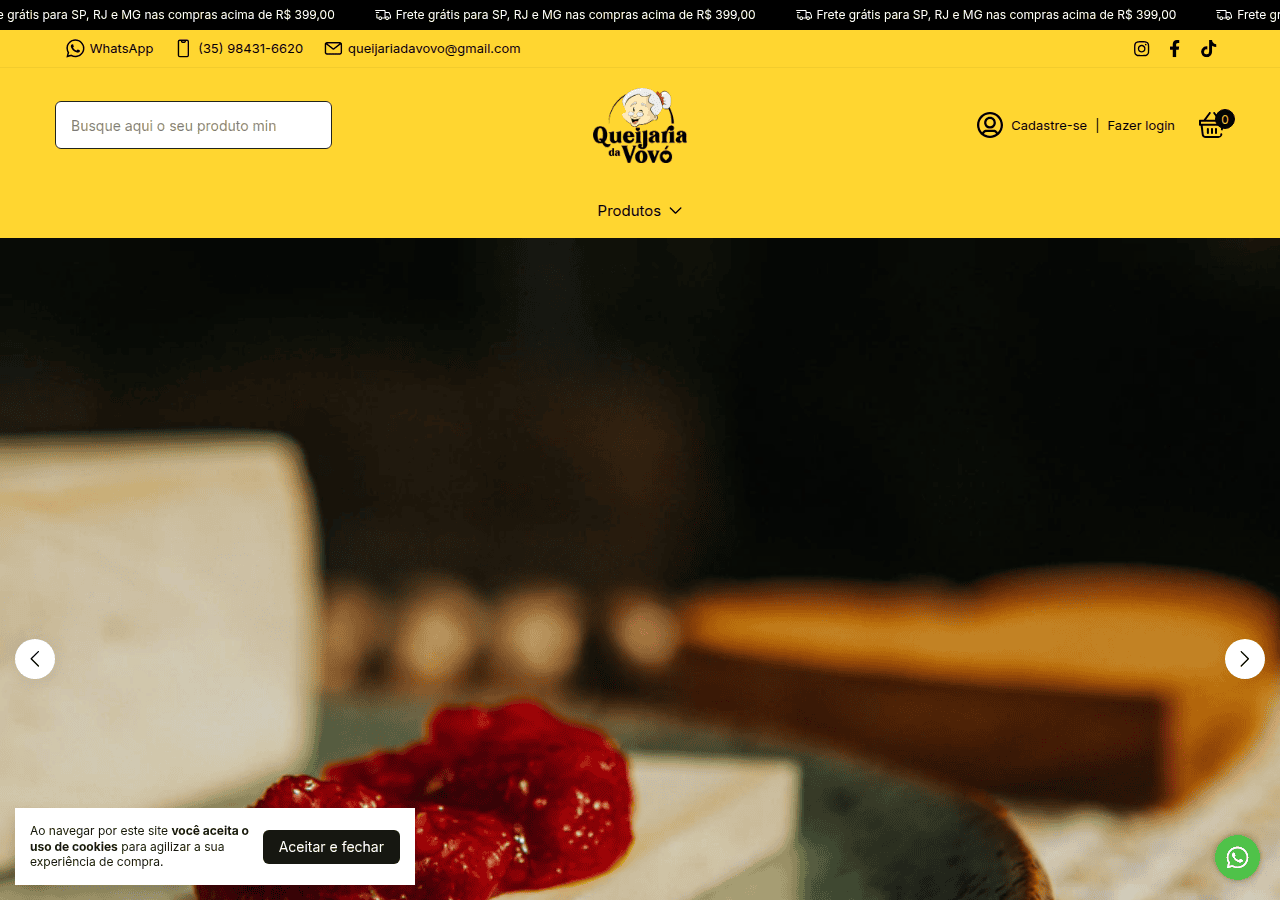 Screenshot of queijariadavovo.com.br