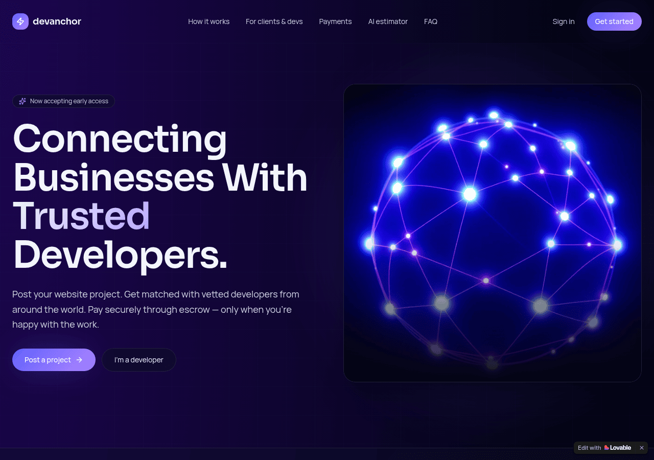 Screenshot of devanchor.io