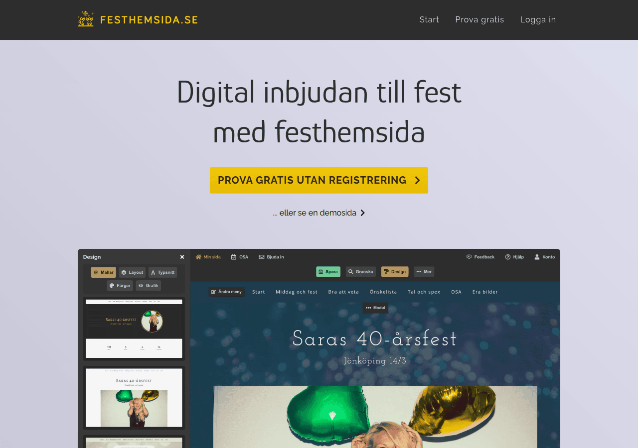 Screenshot of festhemsida.se