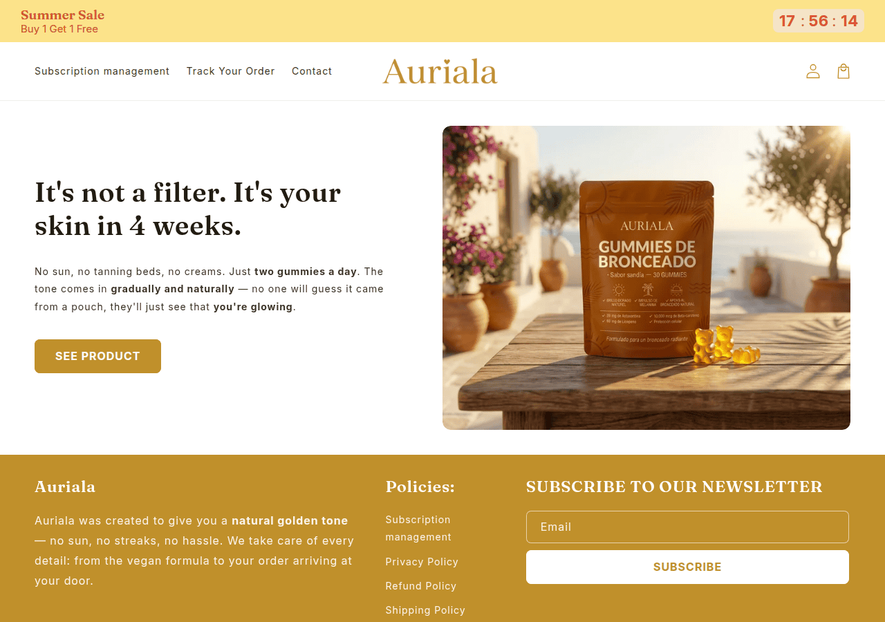Screenshot of tryauriala.com