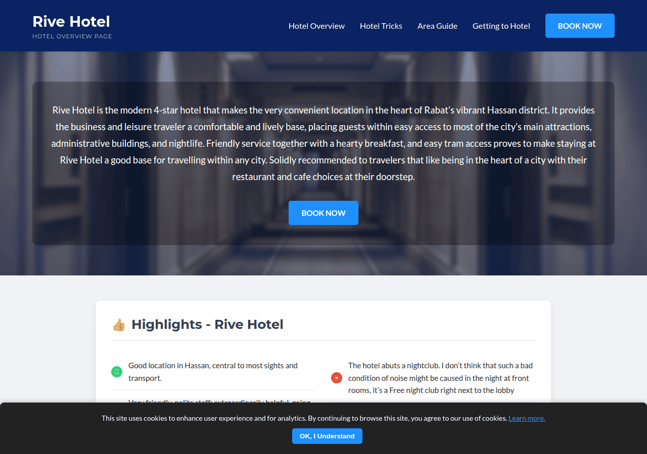 Screenshot of rivehotel.com