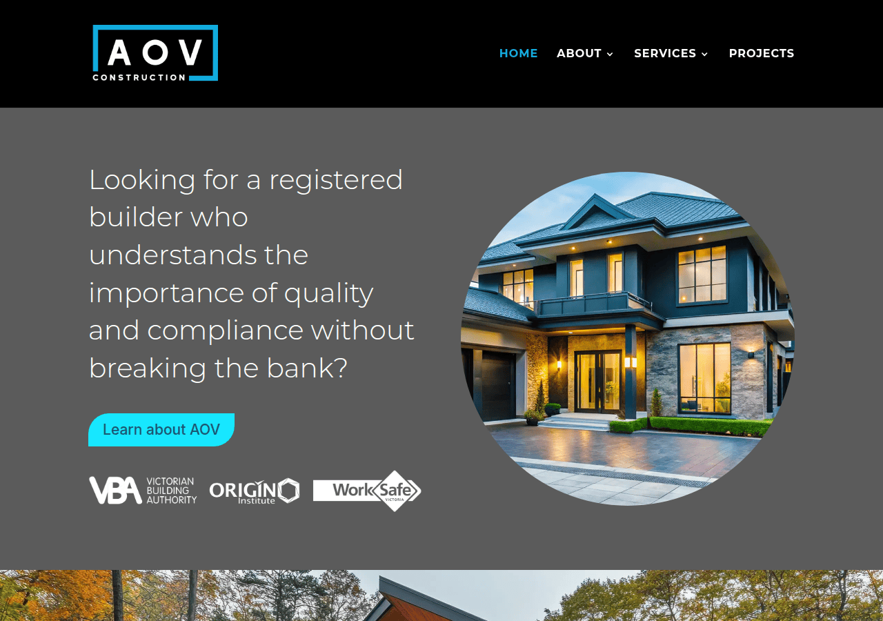 Screenshot of aovconstruction.com