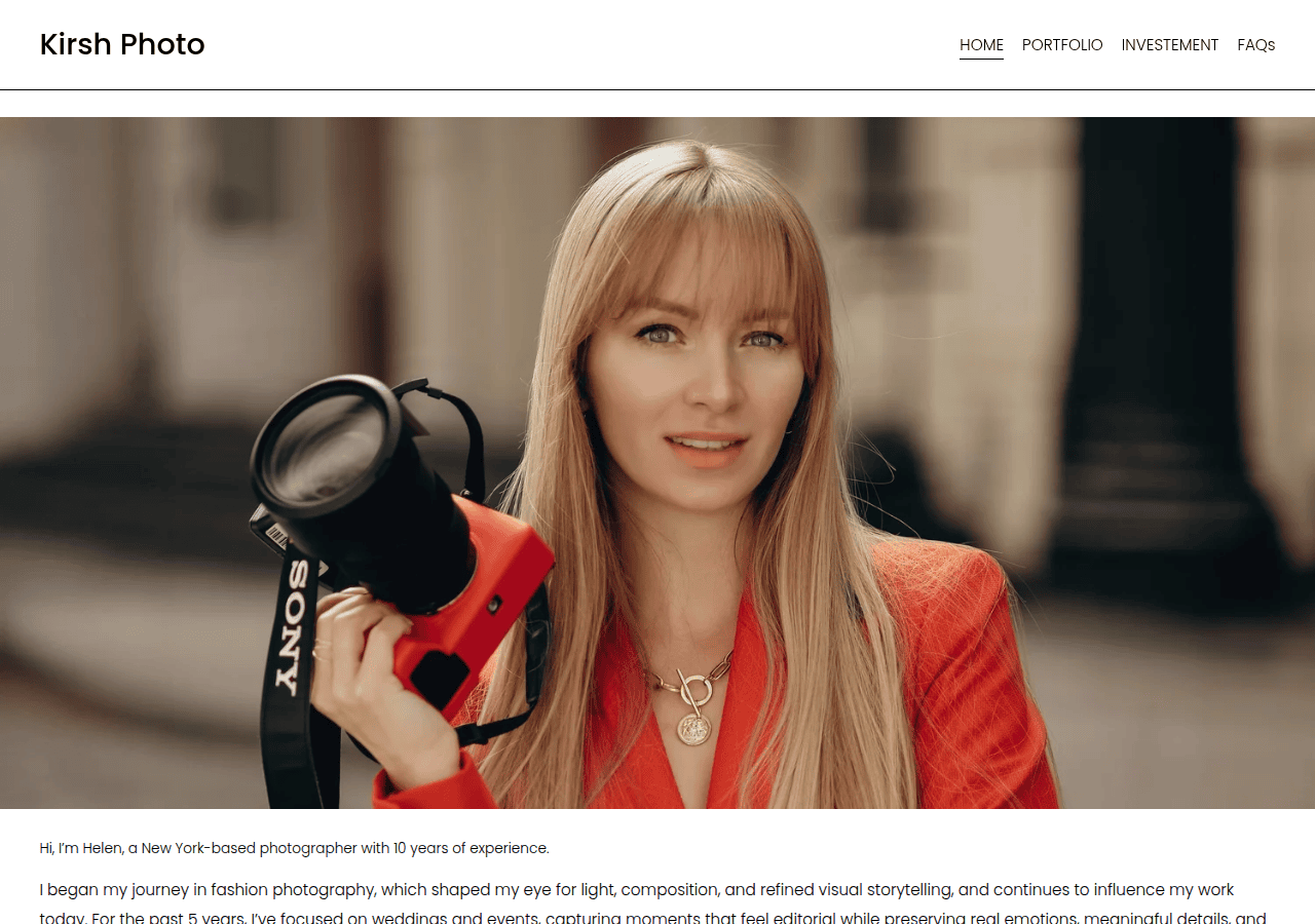 Screenshot of kirshphoto.com