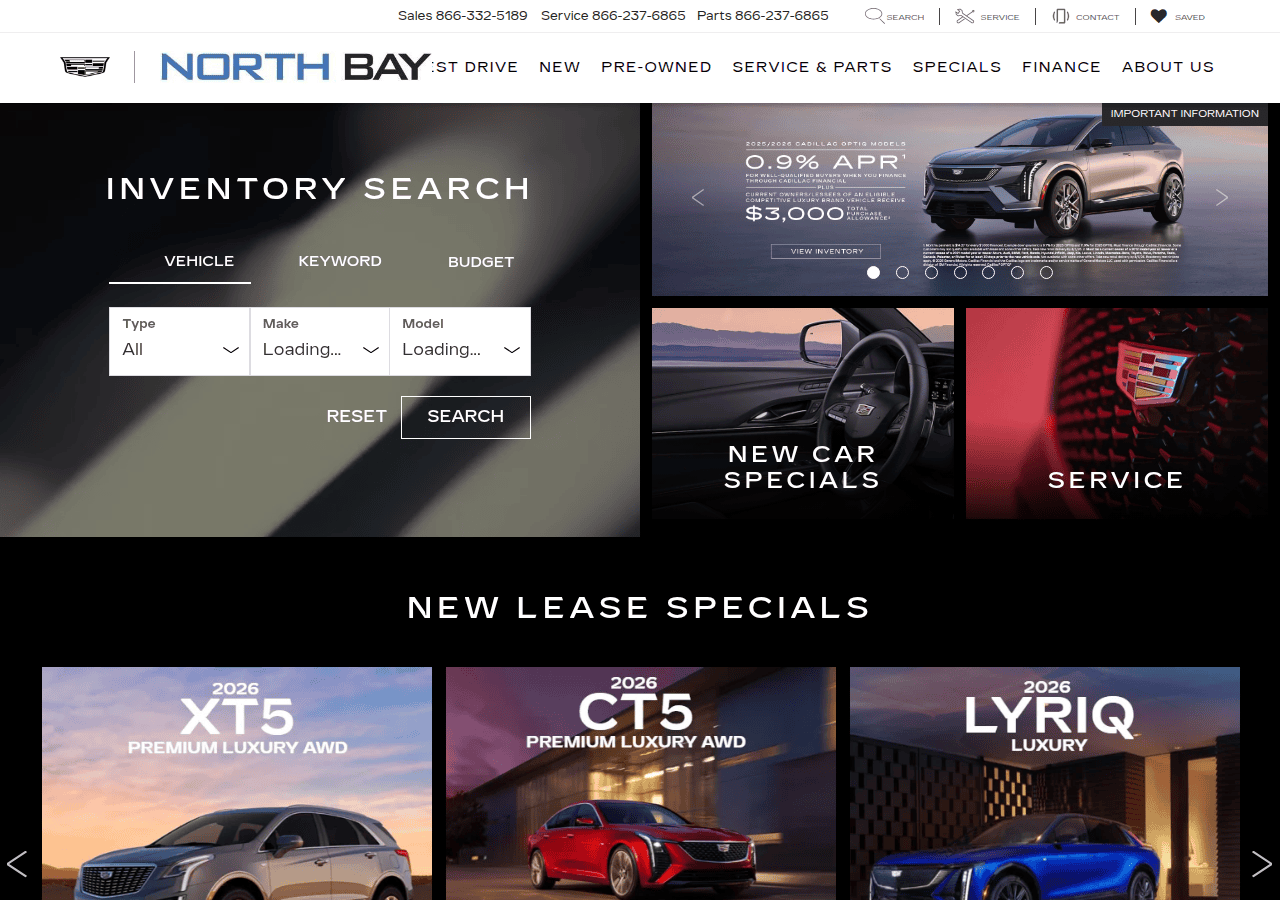 Screenshot of northbaycadillac.com