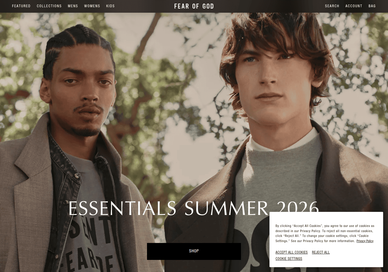 Screenshot of fearofgod.com