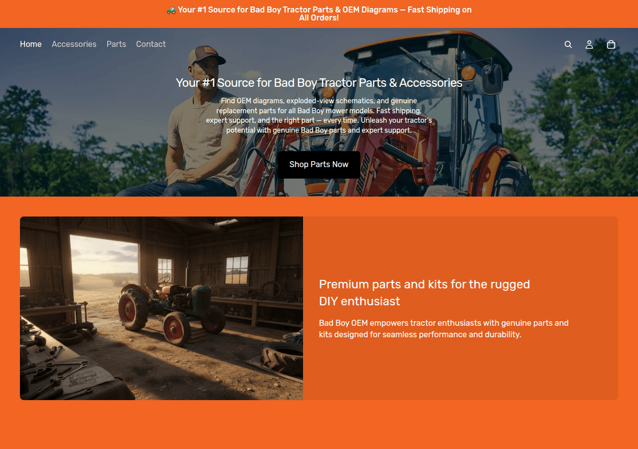 Screenshot of badboytractorpart.com