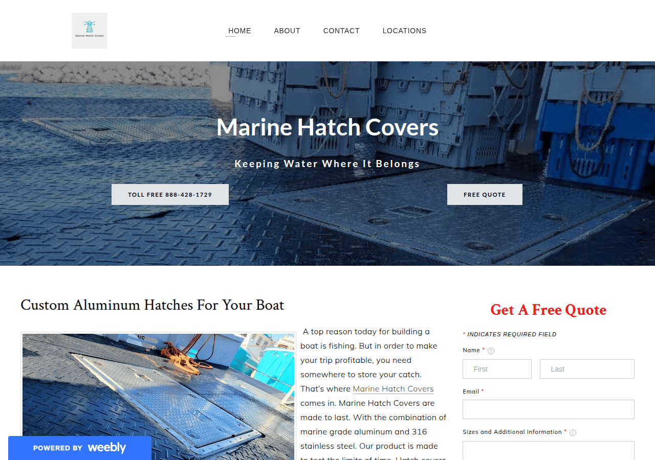 Screenshot of marinehatchcovers.com