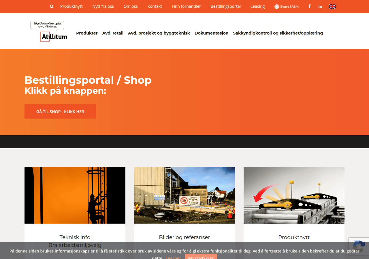 Screenshot of stigesenteret.no