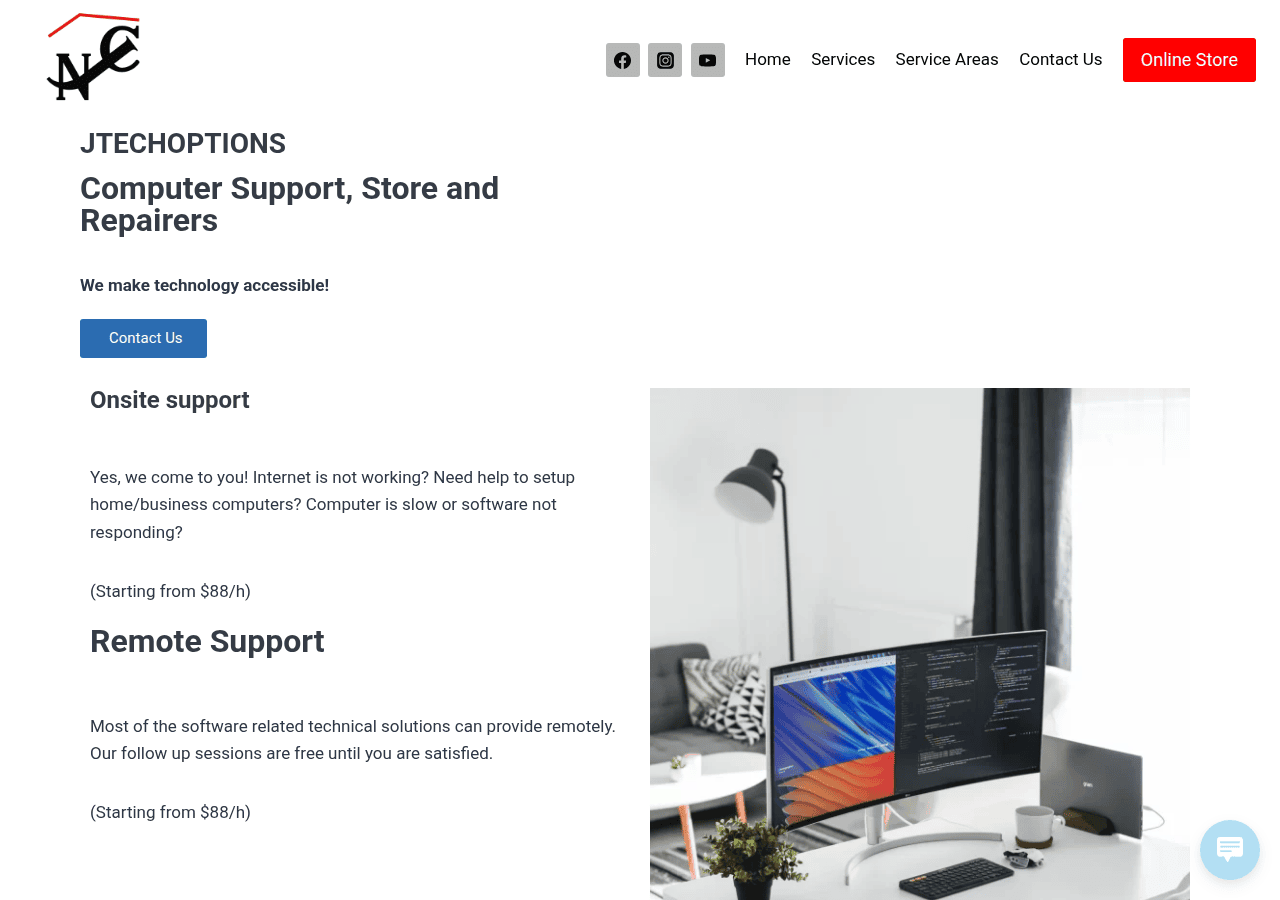 Screenshot of jtechoptions.com.au