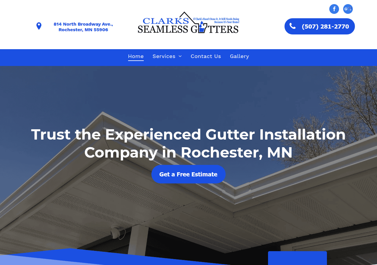 Screenshot of clarksseamlessgutters.com