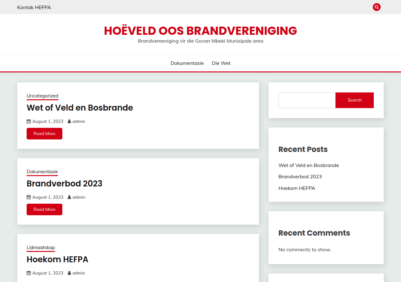 Screenshot of hefpa.co.za