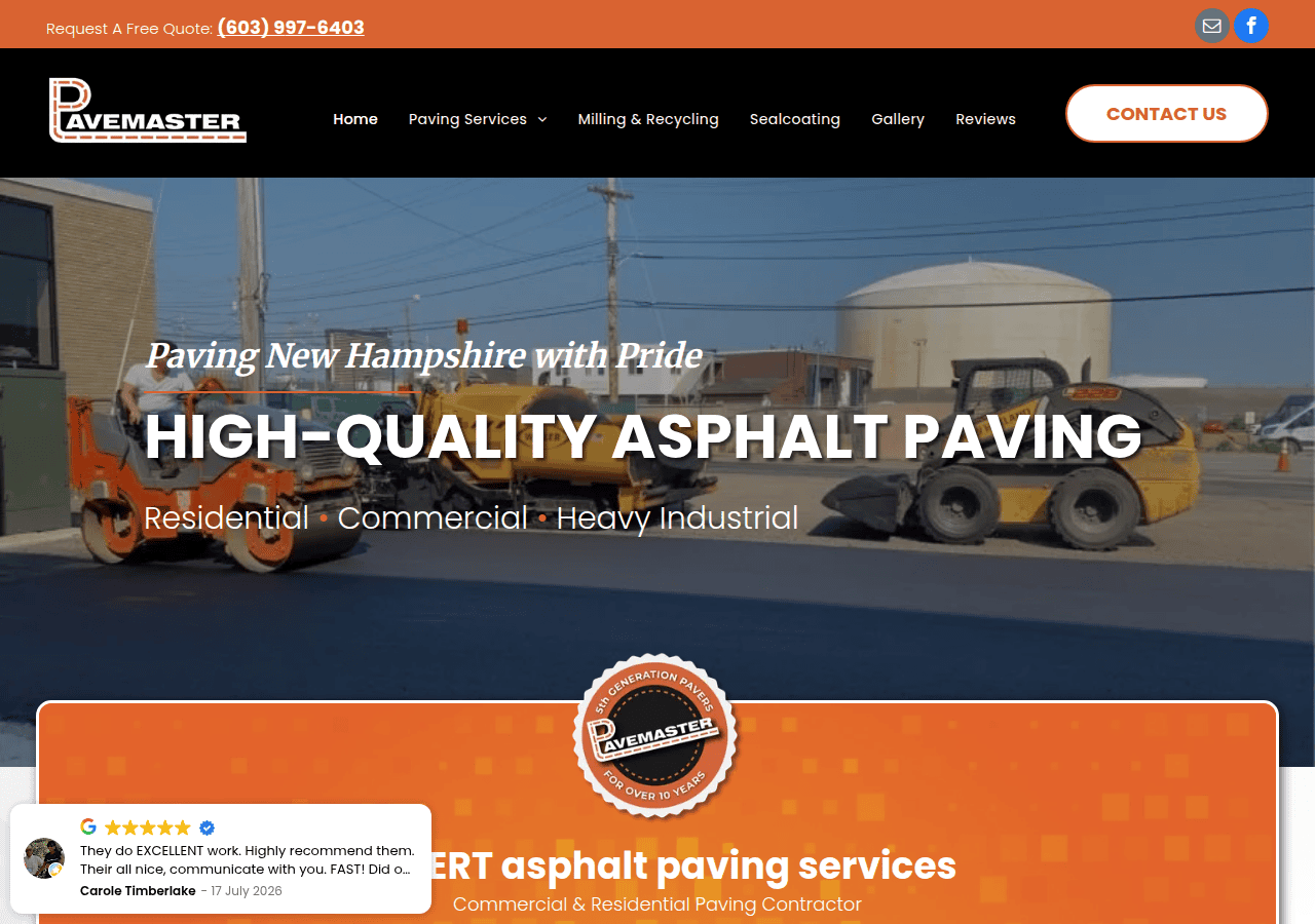 Screenshot of pavemasternh.com