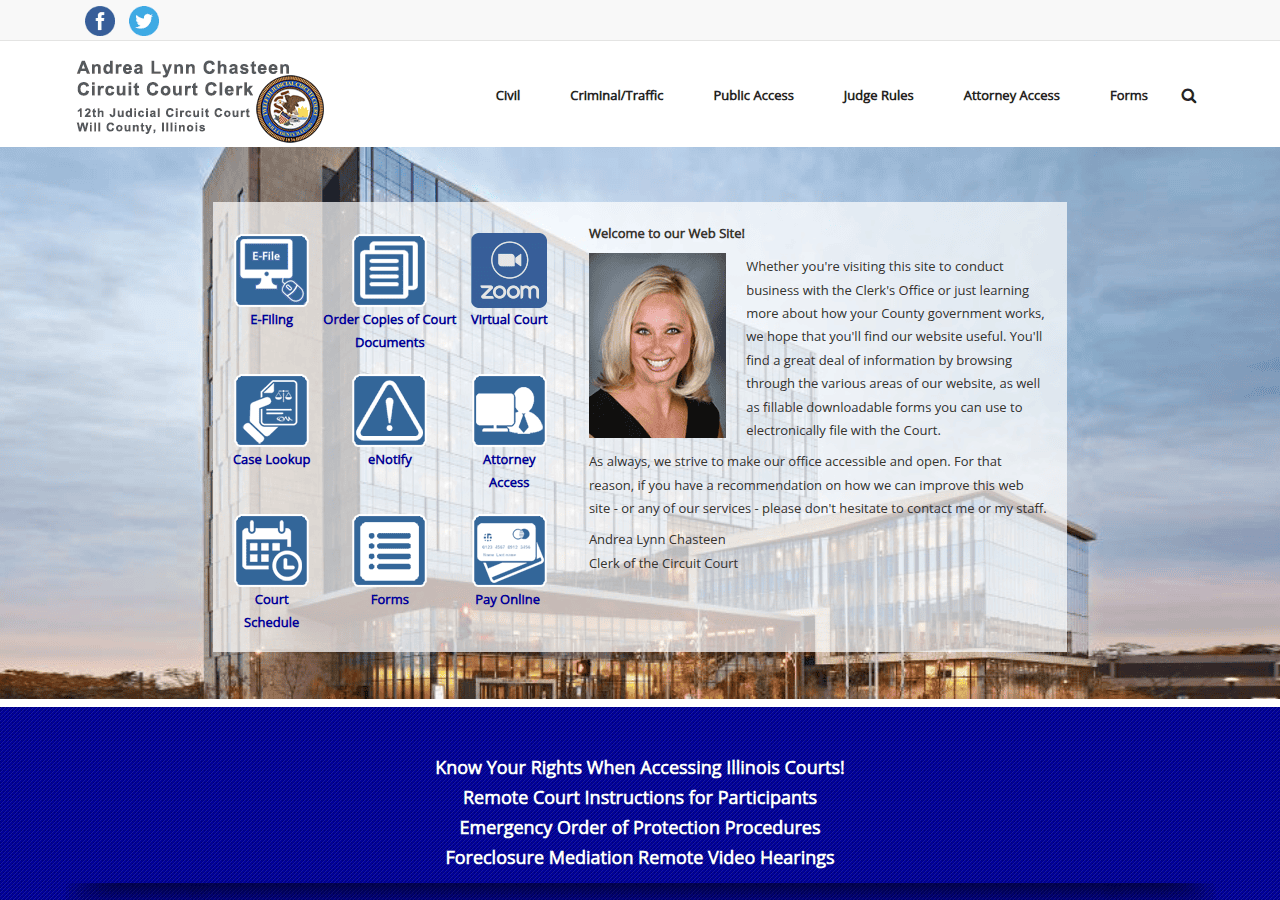 Screenshot of circuitclerkofwillcounty.com