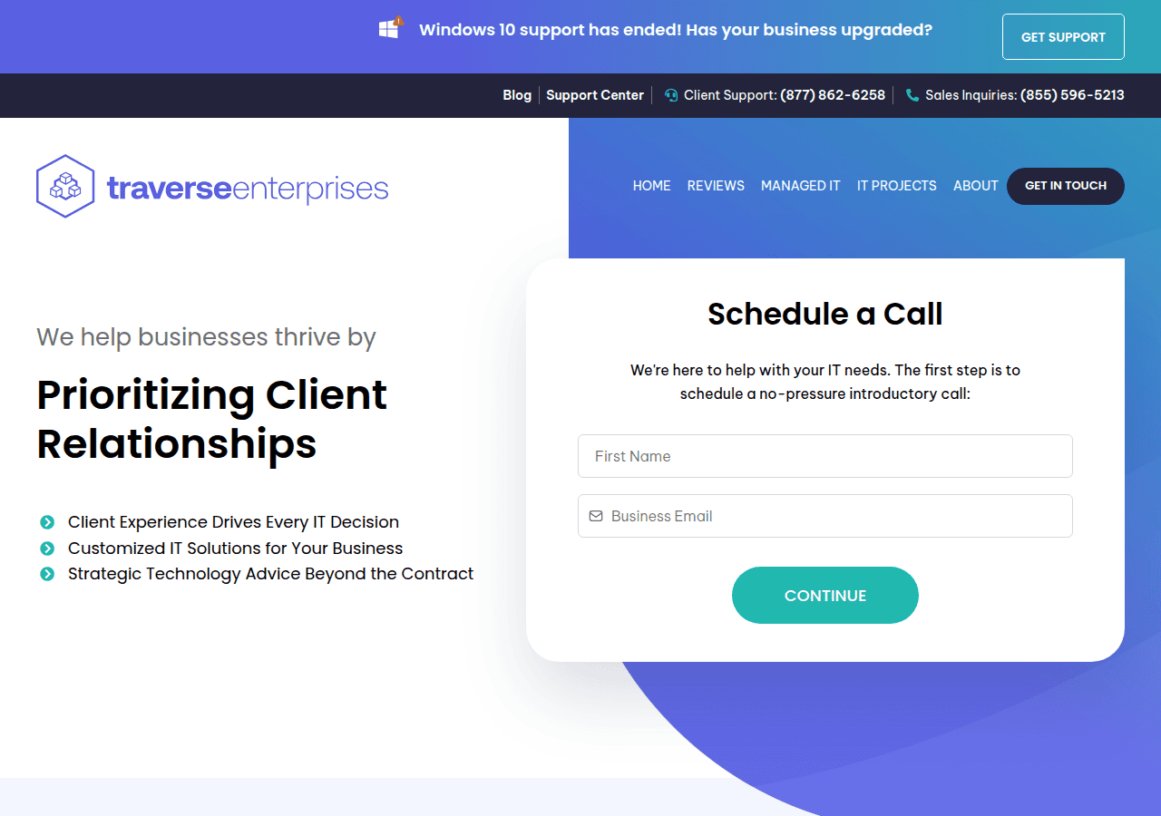 Screenshot of traverseent.com