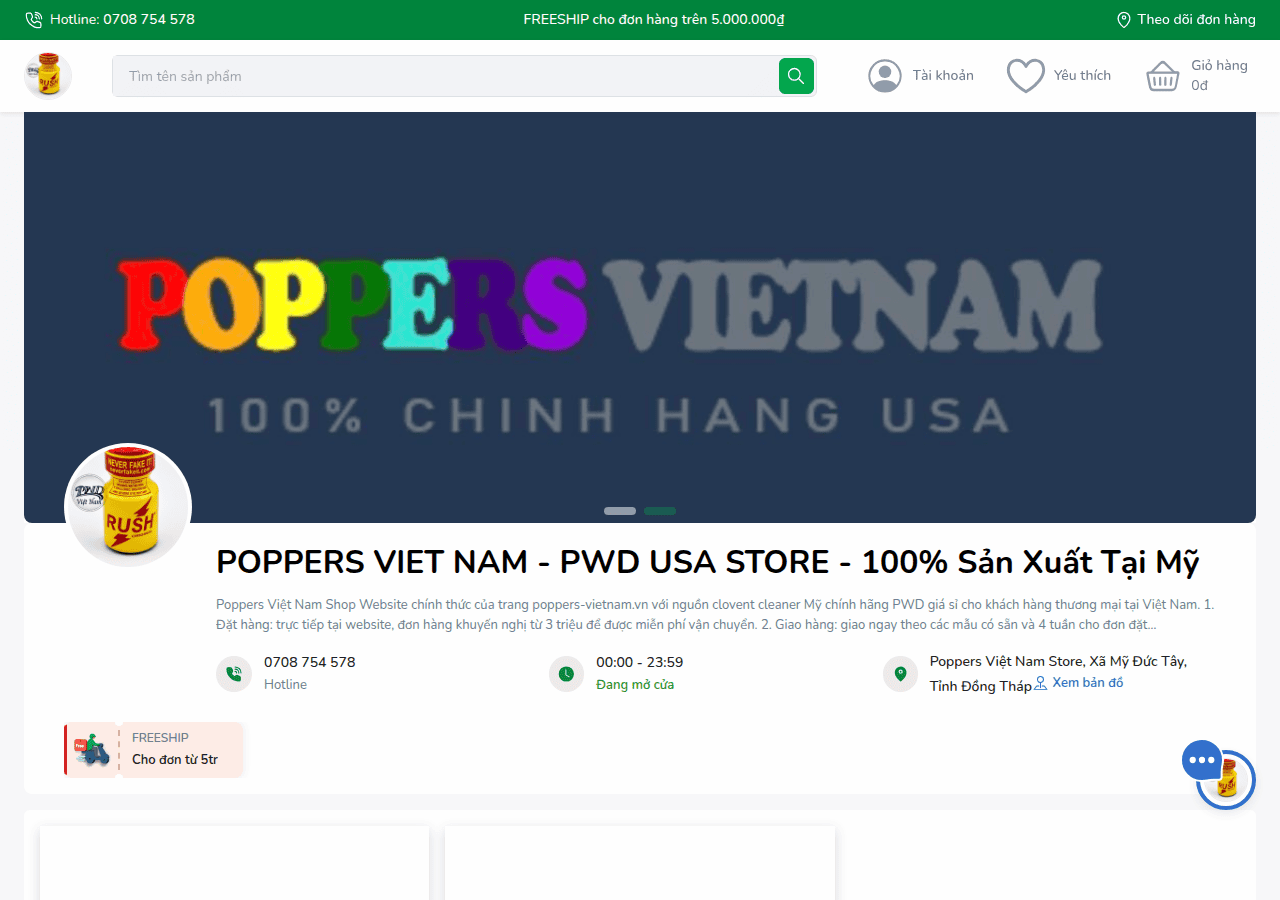 Screenshot of poppers-vietnam.vn