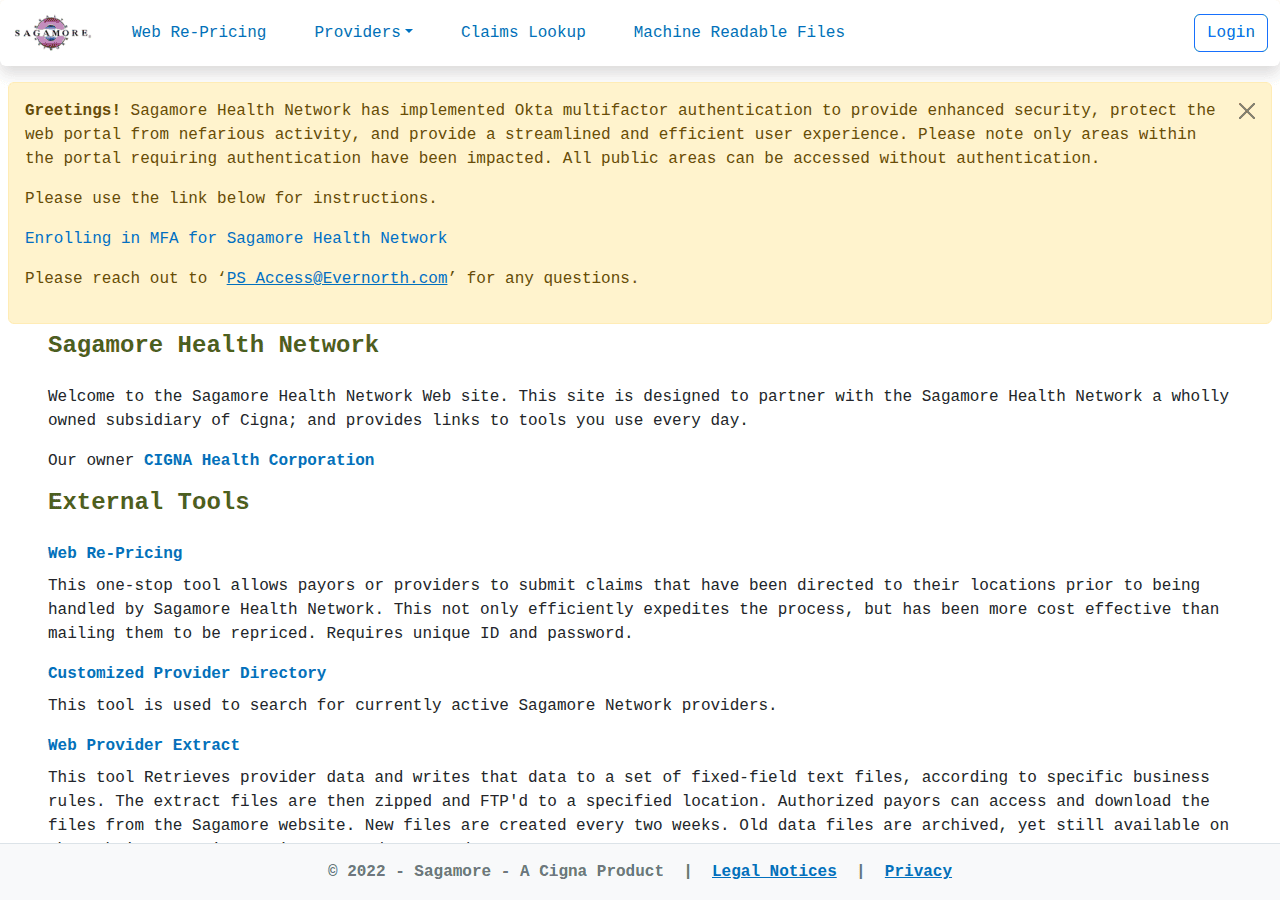 Screenshot of sagamorehn.com