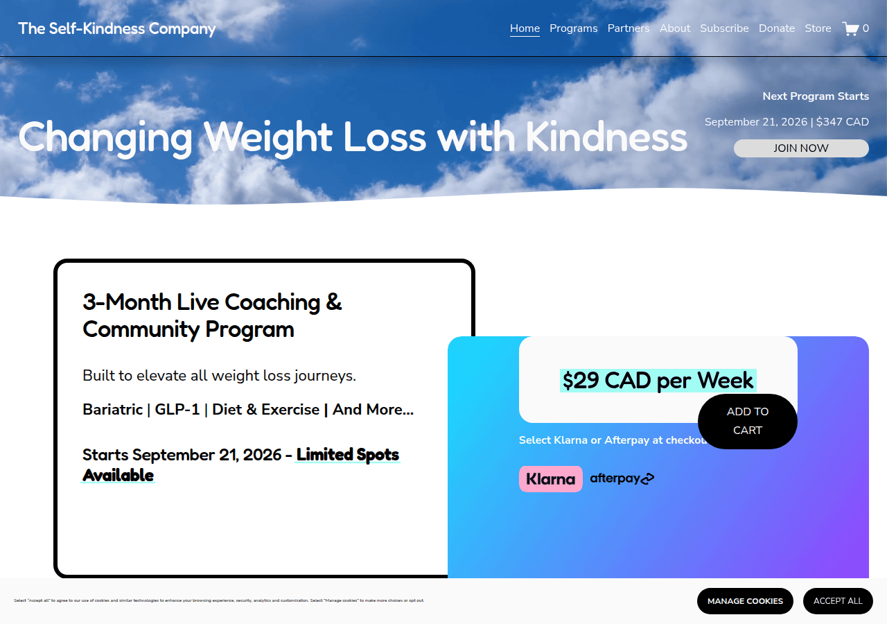 Screenshot of selfkindness.ca