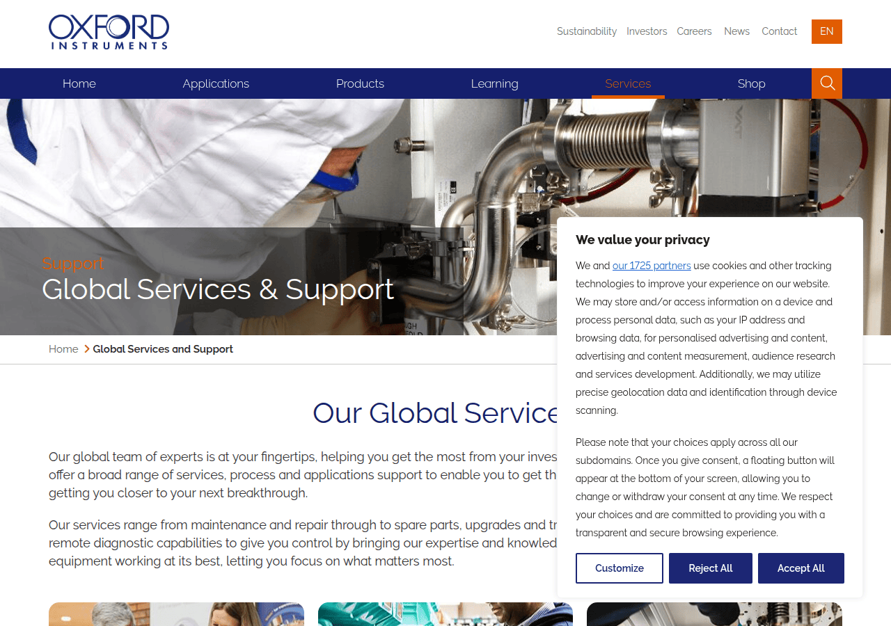 Screenshot of oxinst.com