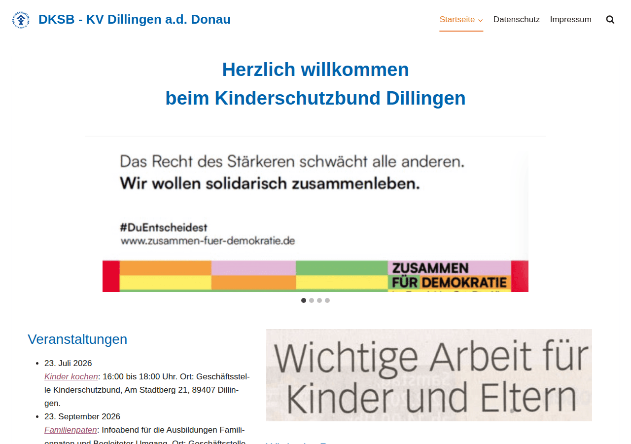 Screenshot of kinderschutzbund-dillingen.de