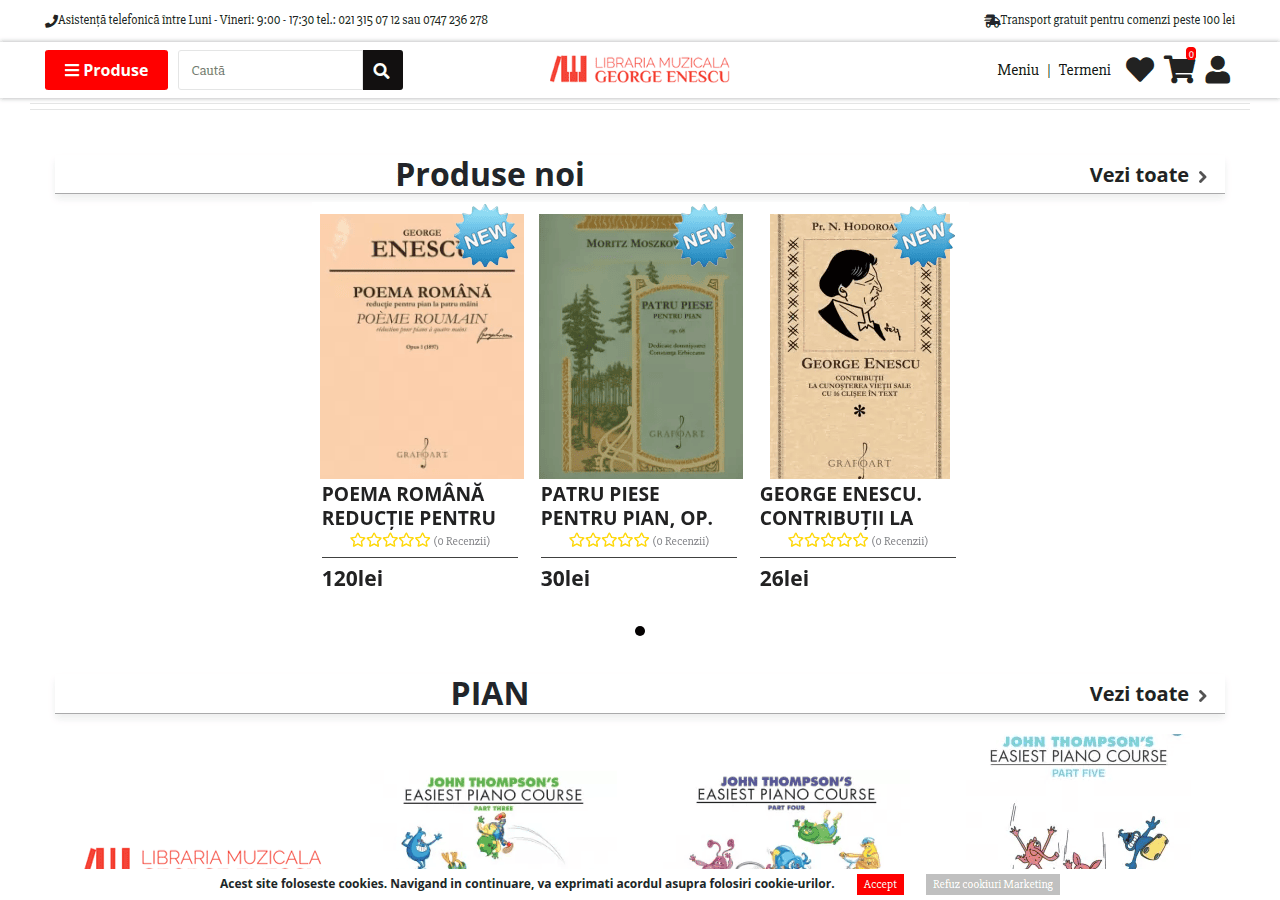 Screenshot of librariamuzicala.ro
