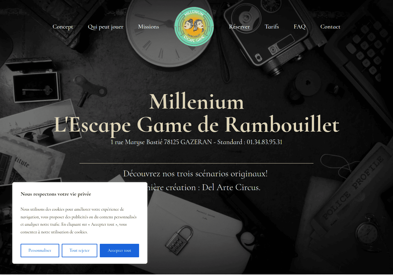 Screenshot of milleniumescapegame.fr