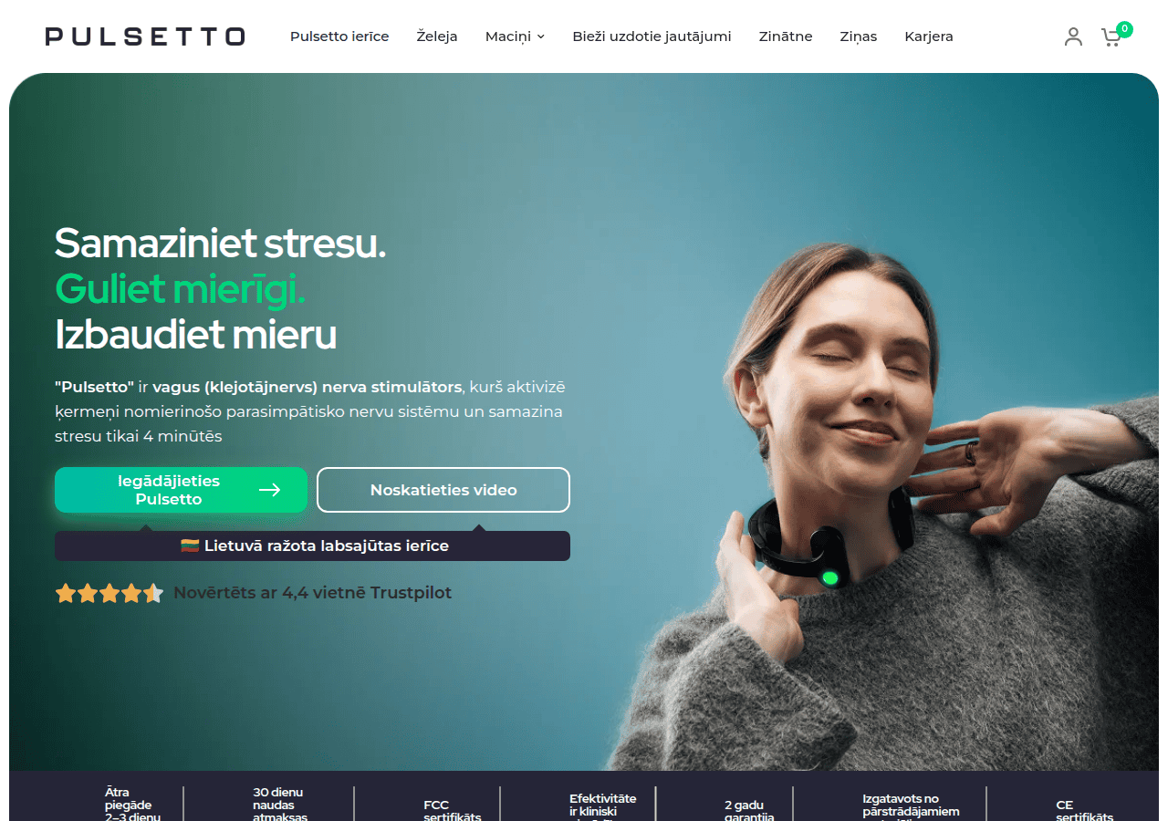 Screenshot of pulsetto.lv