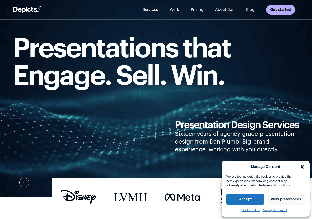 Screenshot of depicts.com