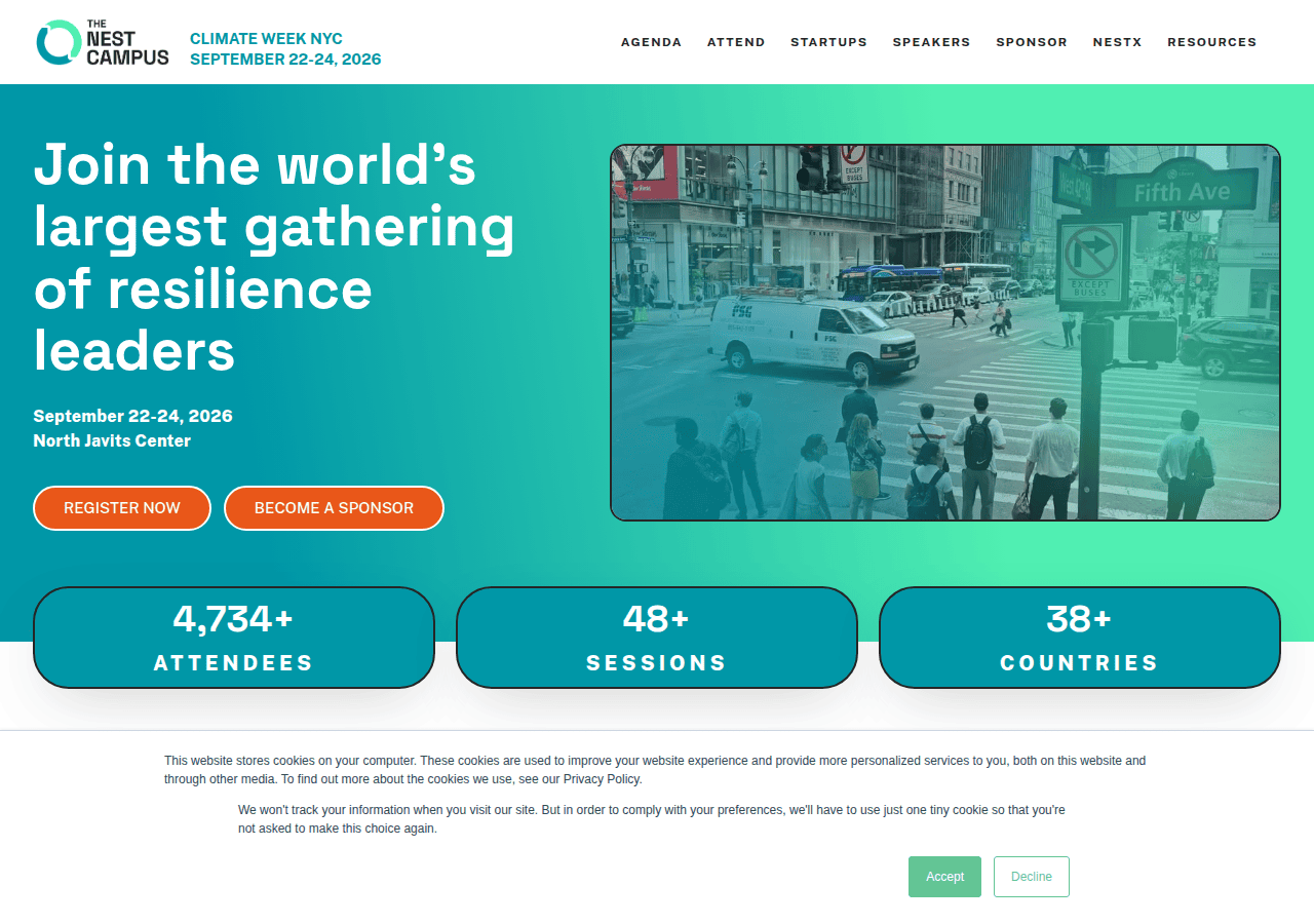 Screenshot of thenestclimatecampus.com