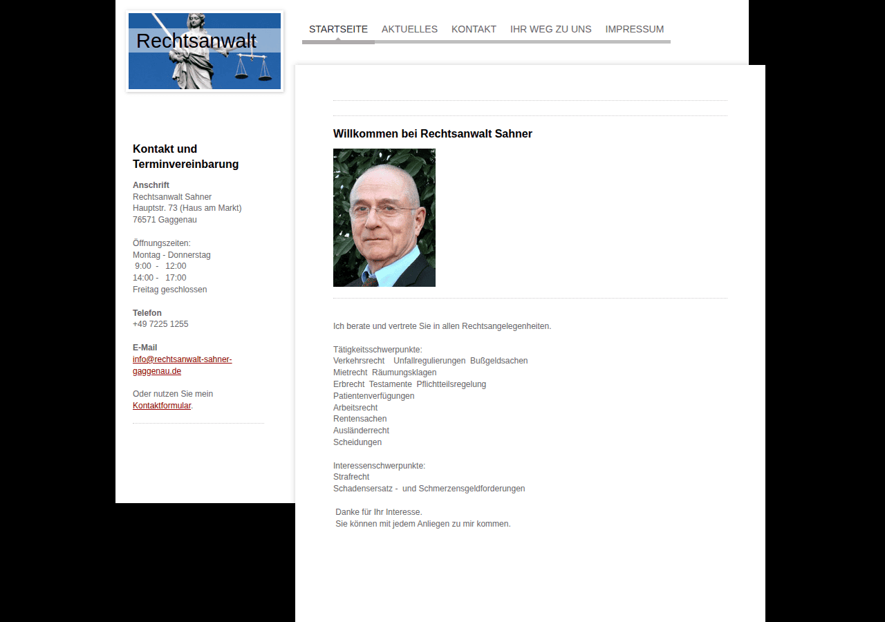 Screenshot of sahner-rechtsanwalt-gaggenau.de