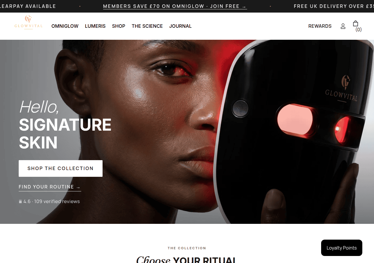 Screenshot of glowvital.co.uk