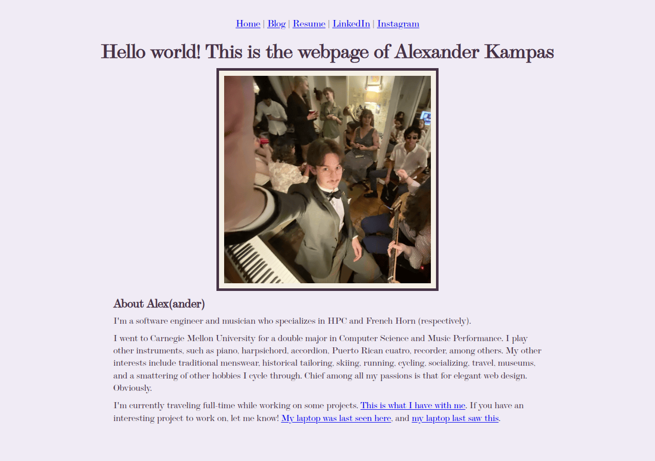 Screenshot of alexkampas.com