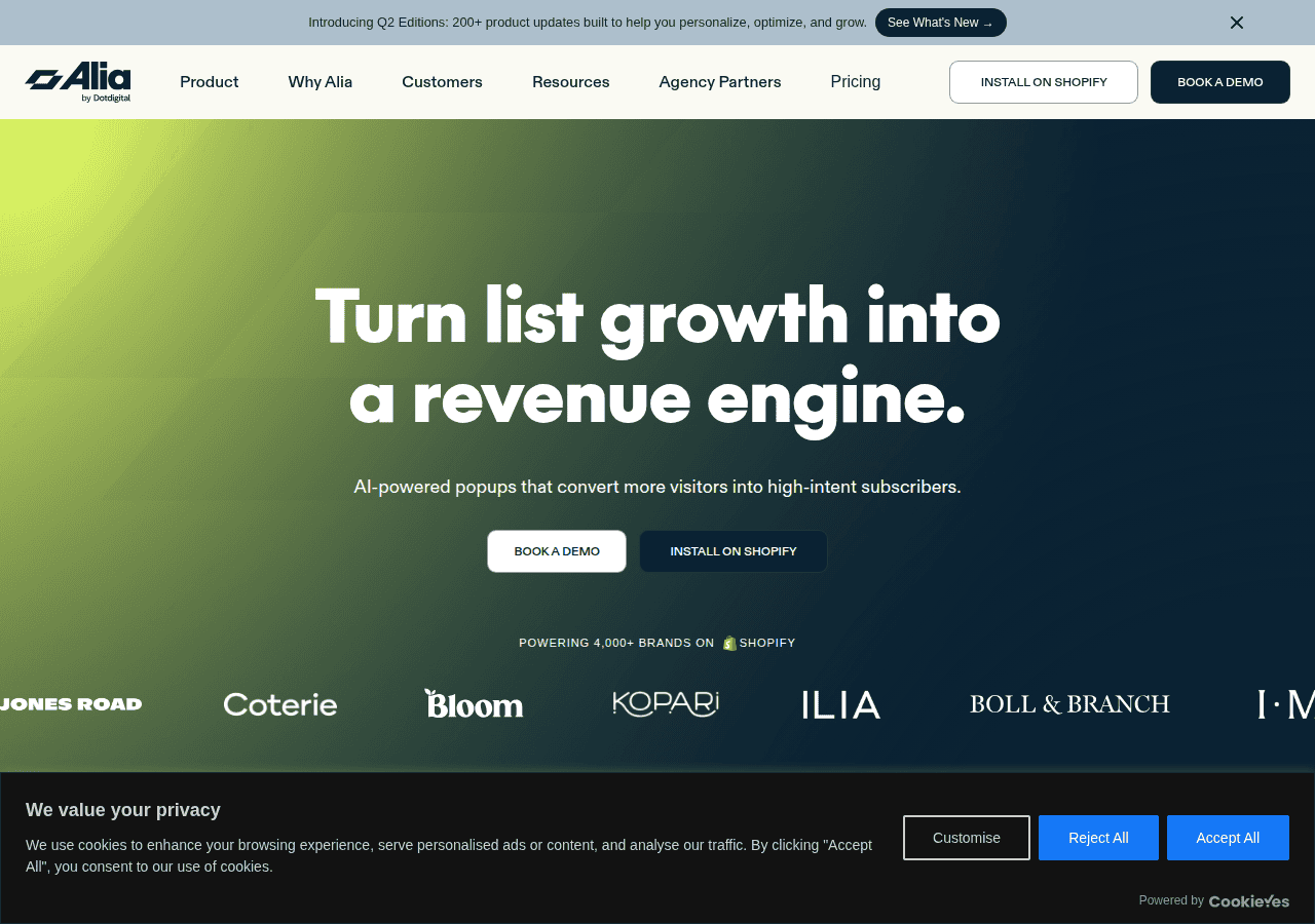 Screenshot of aliapopups.com
