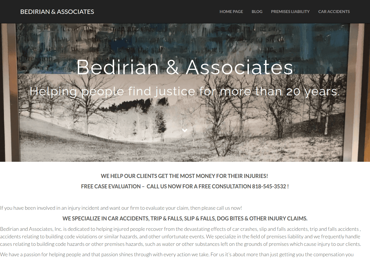 Screenshot of bedirianlaw.com