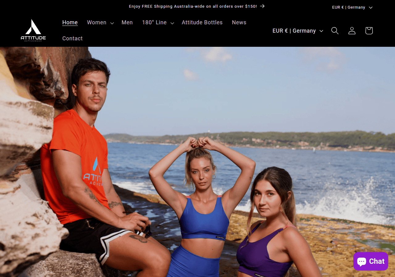 Screenshot of attitudeactivewear.com.au