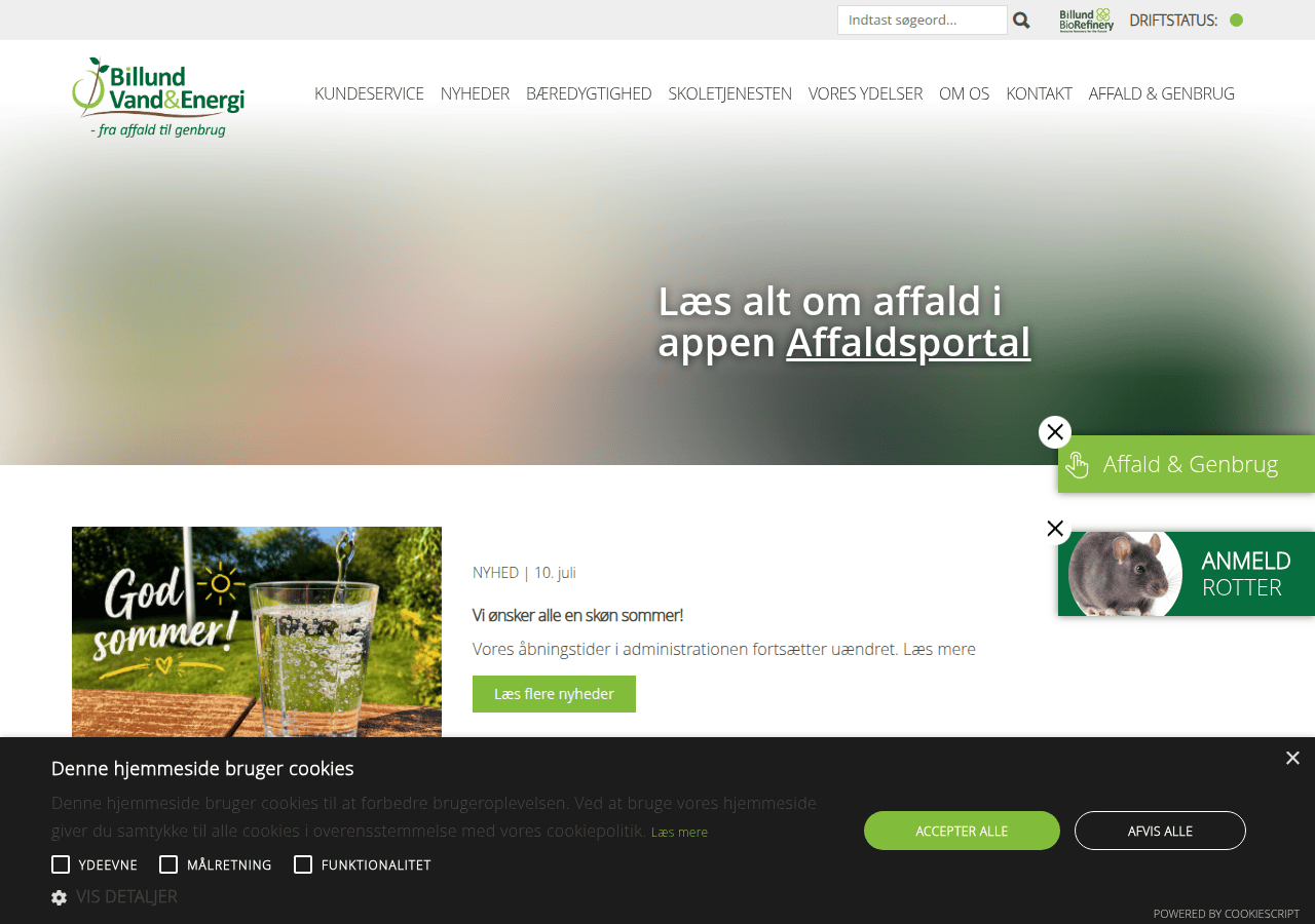 Screenshot of billundvand.dk