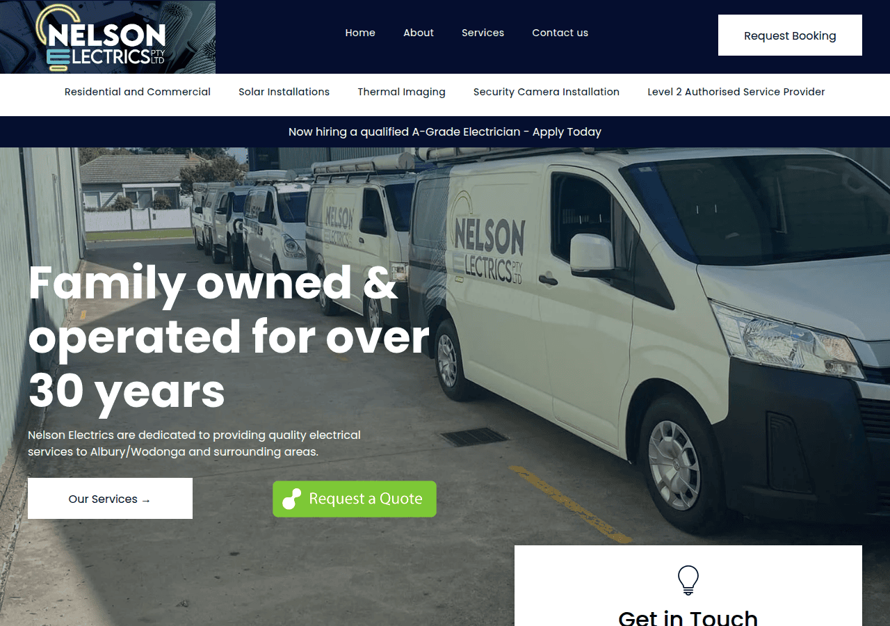 Screenshot of nelsonelectrics.com.au