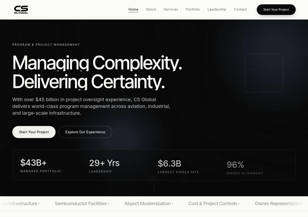 Screenshot of csglobalinc.com