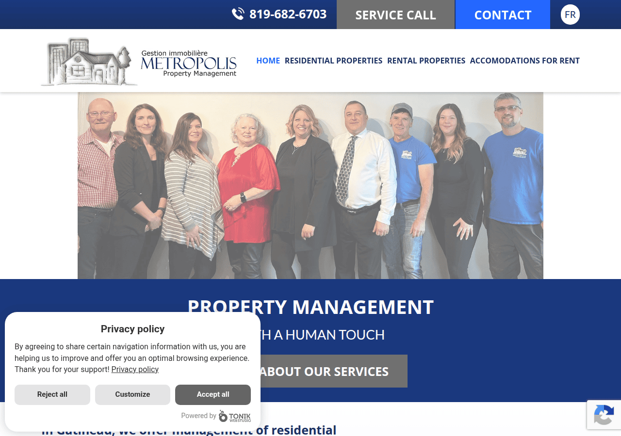 Screenshot of gestionmetropolis.ca