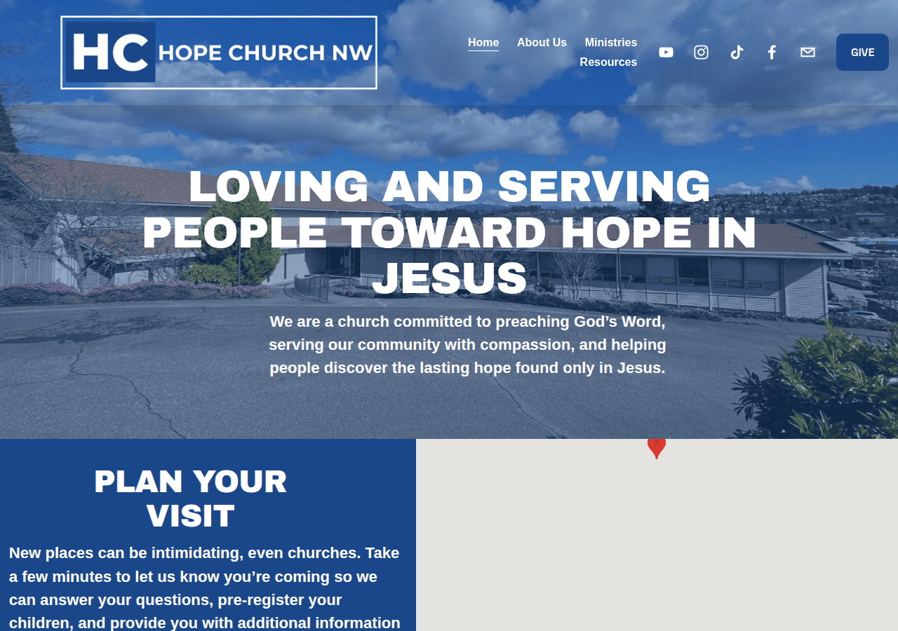 Screenshot of hopechurchnw.com