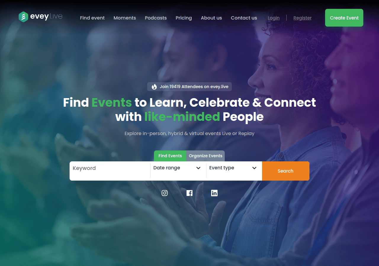 Screenshot of evey.live