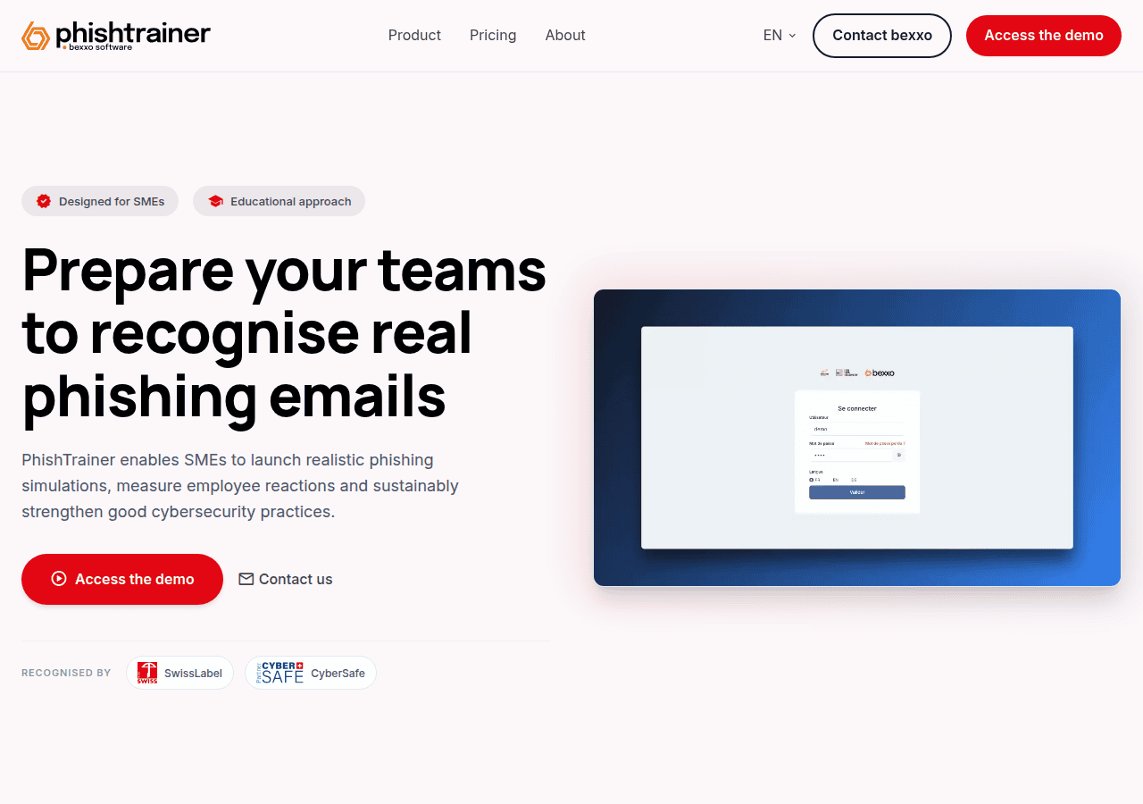 Screenshot of phishtrainer.com
