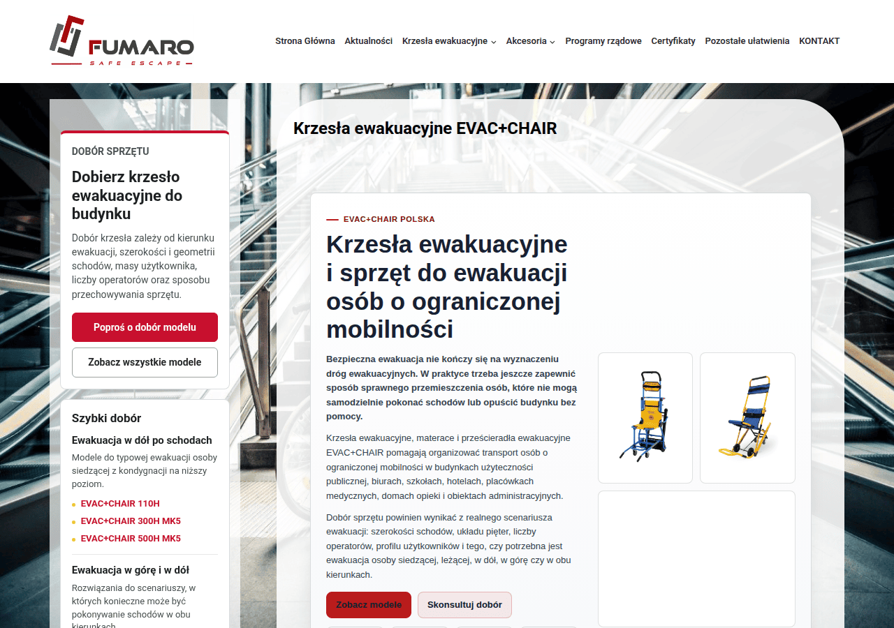Screenshot of krzesla-ewakuacyjne.eu