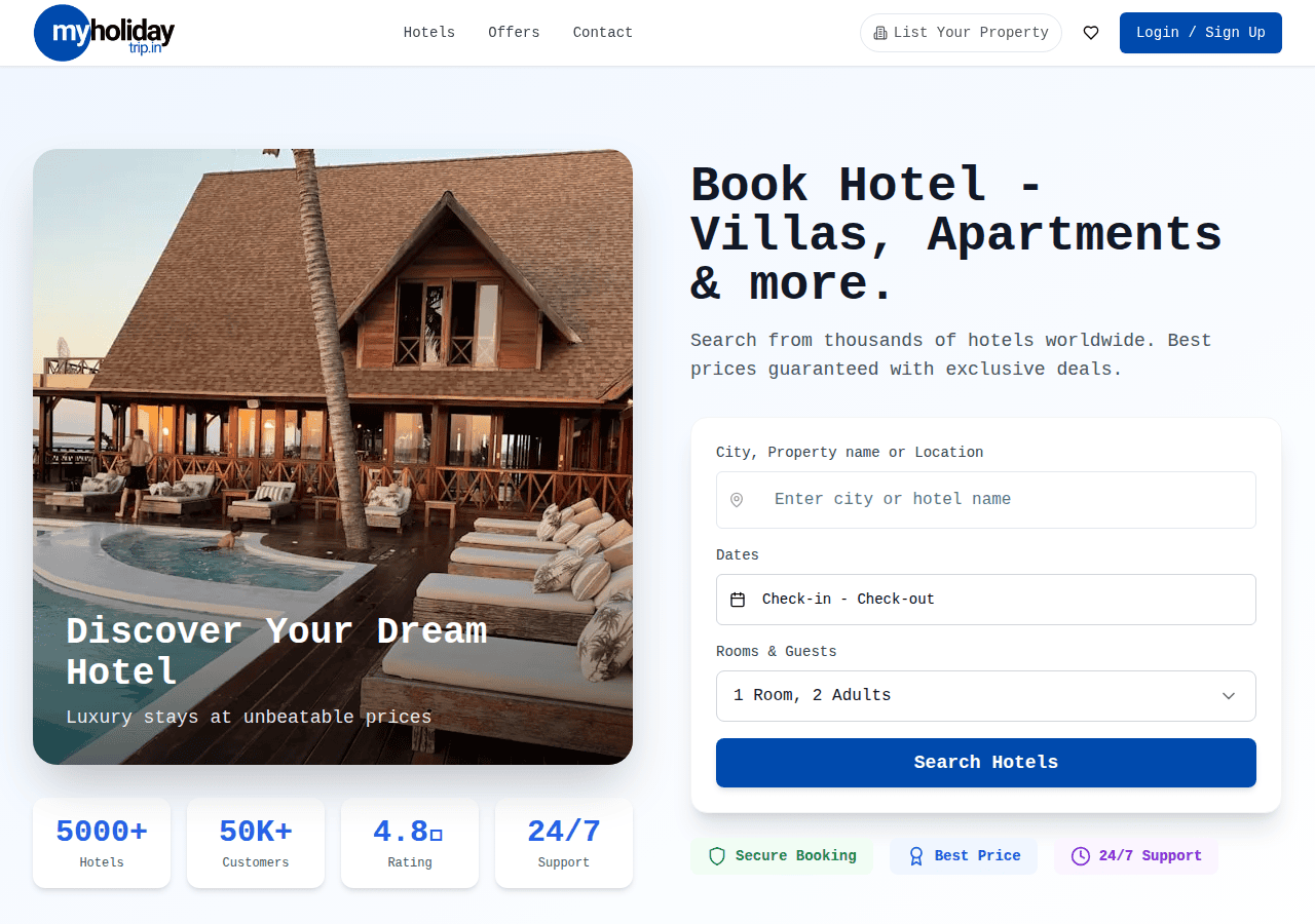 Screenshot of myholidaytrip.in