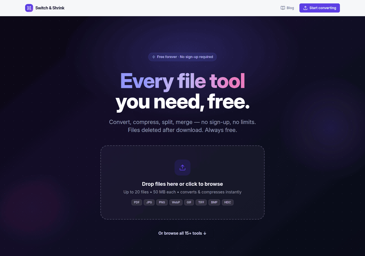 Screenshot of switchandshrink.com