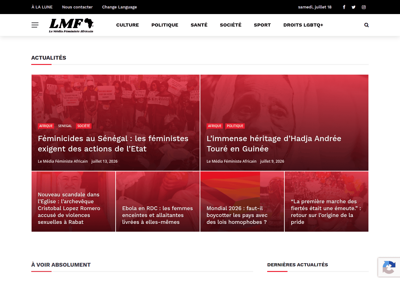 Screenshot of lemediafeministeafricain.com