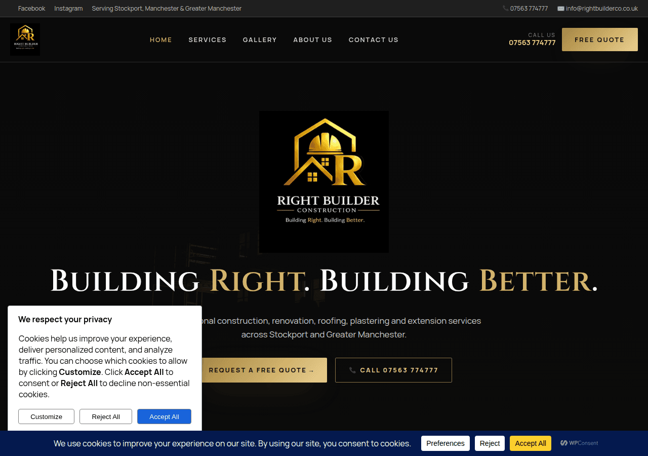 Screenshot of rightbuilderco.co.uk