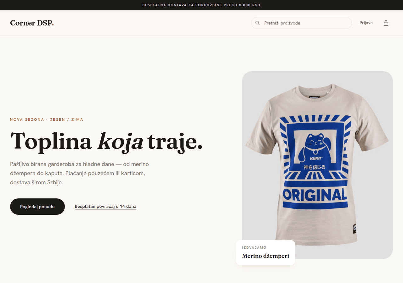 Screenshot of cornerdsponlineshop.com