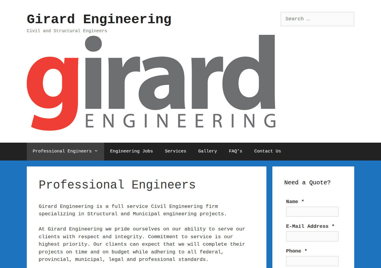 Screenshot of girardengineering.ca