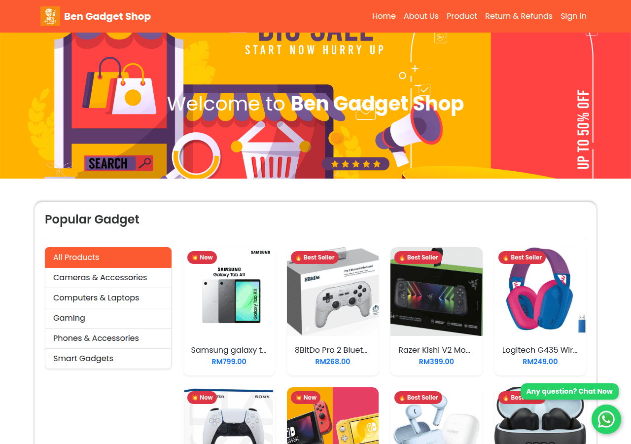 Screenshot of bengadgetshop.cc